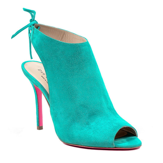 You Had Me At Hello Ankle Bootie Emerald - Italian Suede Peep Toe Heels - Style Queenz