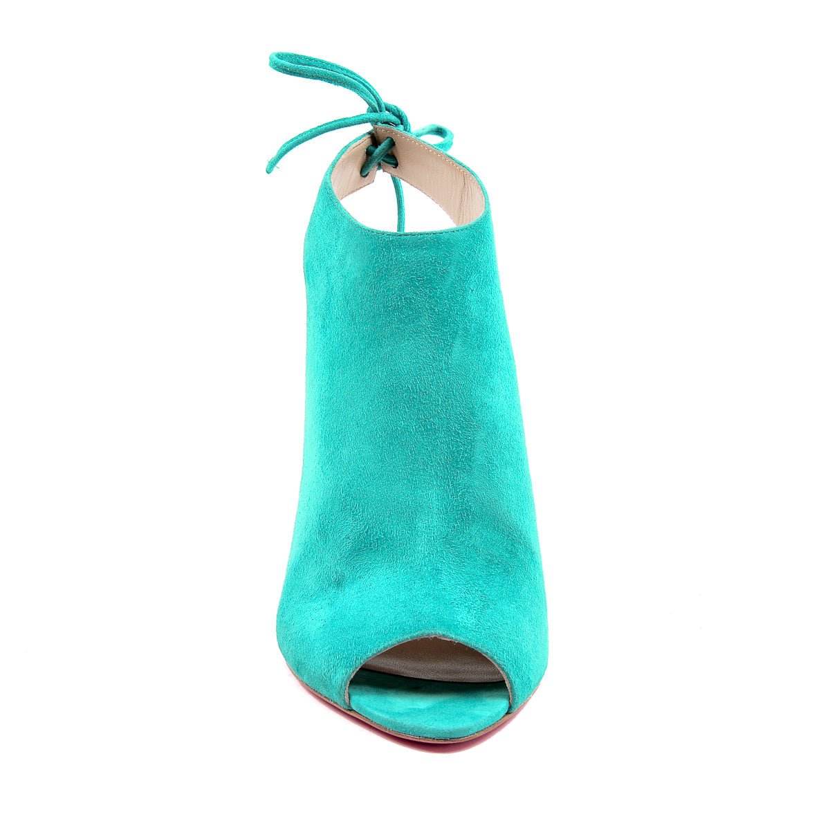 You Had Me At Hello Ankle Bootie Emerald - Italian Suede Peep Toe Heels - Style Queenz